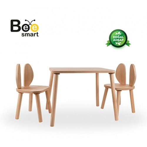 Bee Smart MS-60 Safir Naturel Beyaz Set (1 Masa 2 Sandalye)